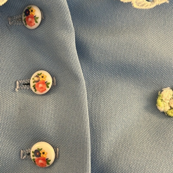 Millicent's of San Francisco Vintage Girl's Light Blue Floral Coat Size Small - Picture 4 of 6